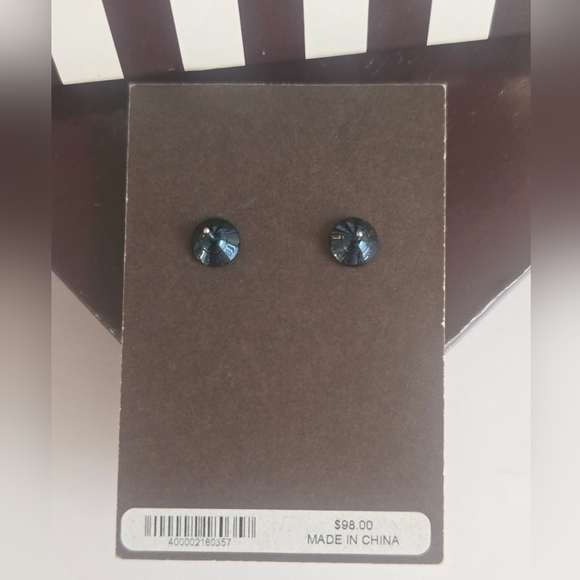 NIB Henri Bendel Teal And Blue Stud Rivet Statement Earrings - Picture 4 of 4